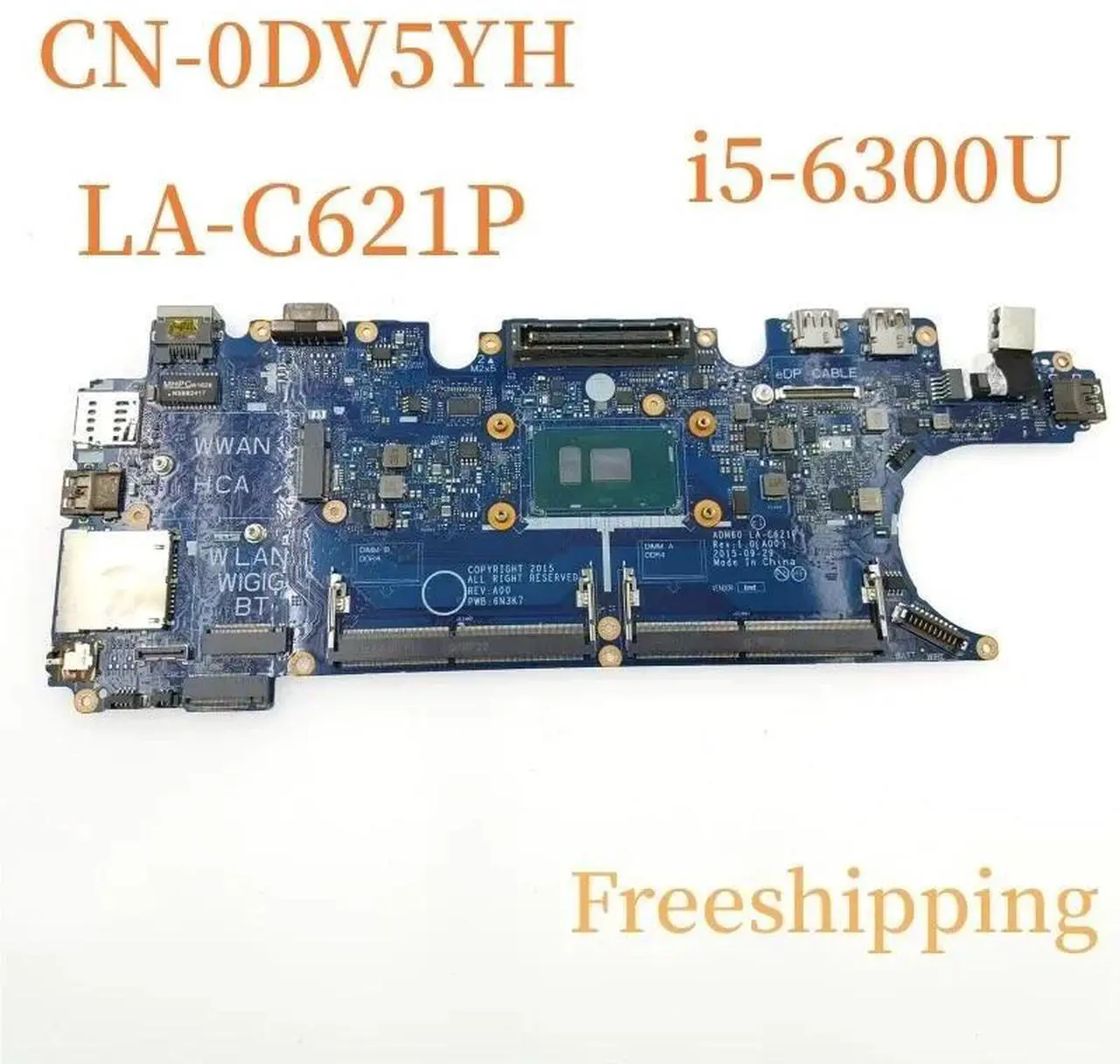 Main image of CN-0DV5YH For E5270 Motherboard LA-C621P 0DV5YH DV5YH With i5-6300U DDR4 Mainboard 100% Tested Fully Work