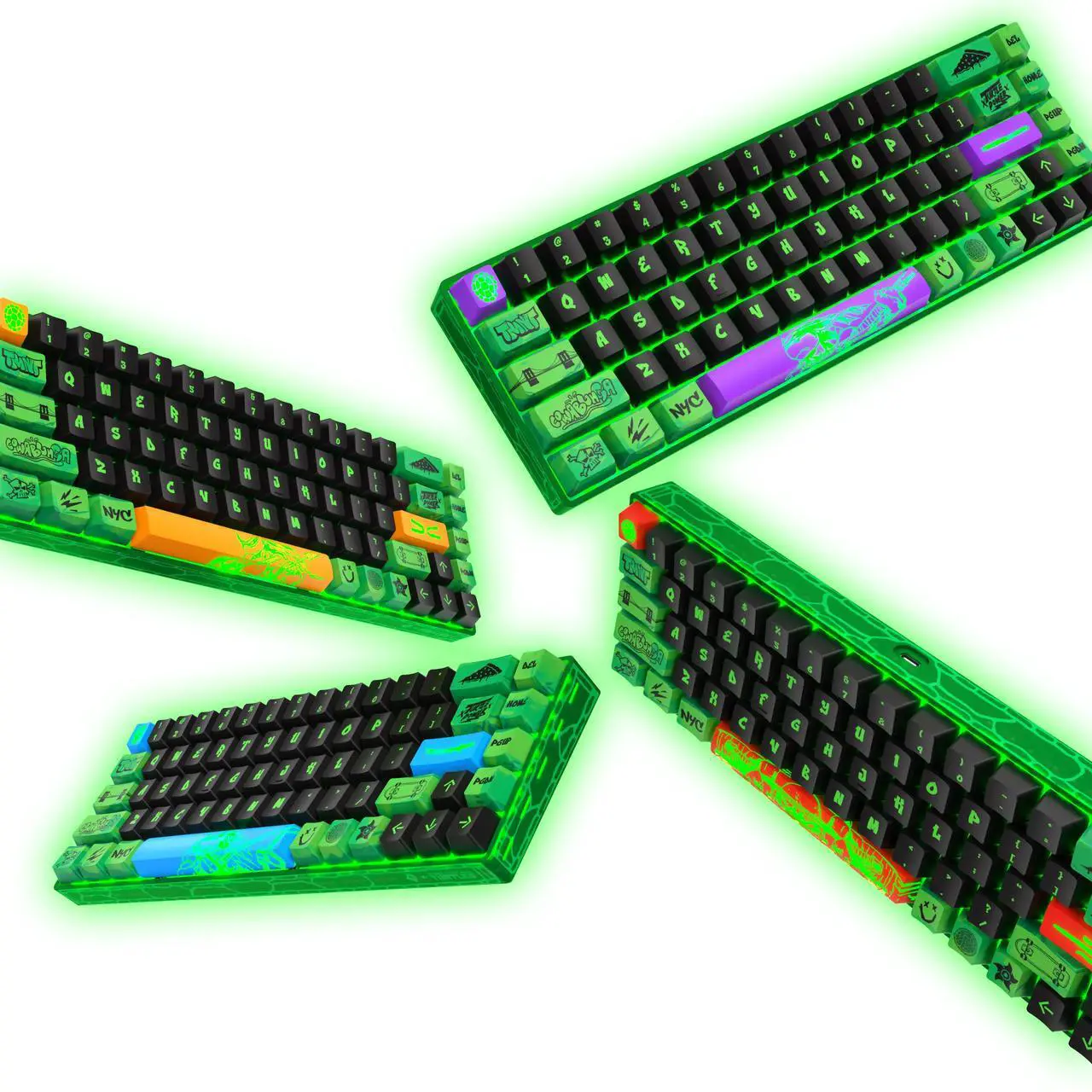 Alt view image 2 of 7 - Banshee K68 Magnetic Switch Keyboard - Teenage Mutant Ninja Turtles (4 Colors in 1)