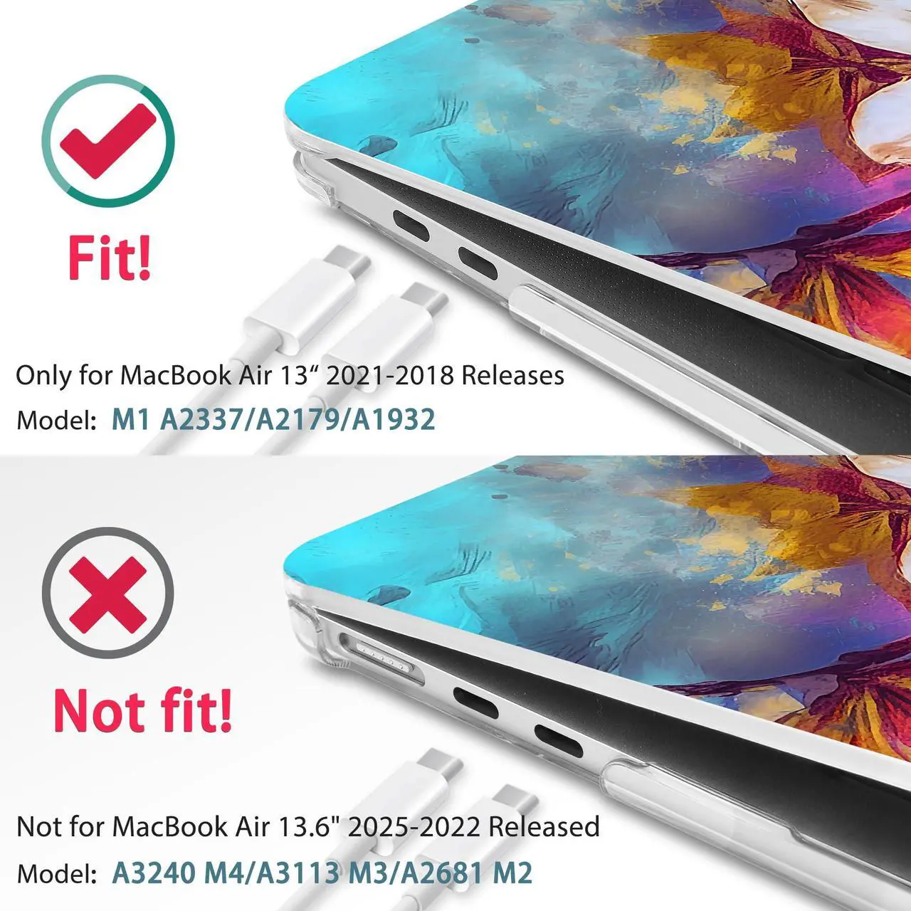 Alt view image 3 of 5 - May Chen Compatible with MacBook Air 13 inch Case 2022 2021, 2020-2018 Release Model: M1 A2337 A2179 A1932, Plastic Hard Shell Case Cover for Mabook Air 13 inch with Retina Dispaly, Watercolor Floral