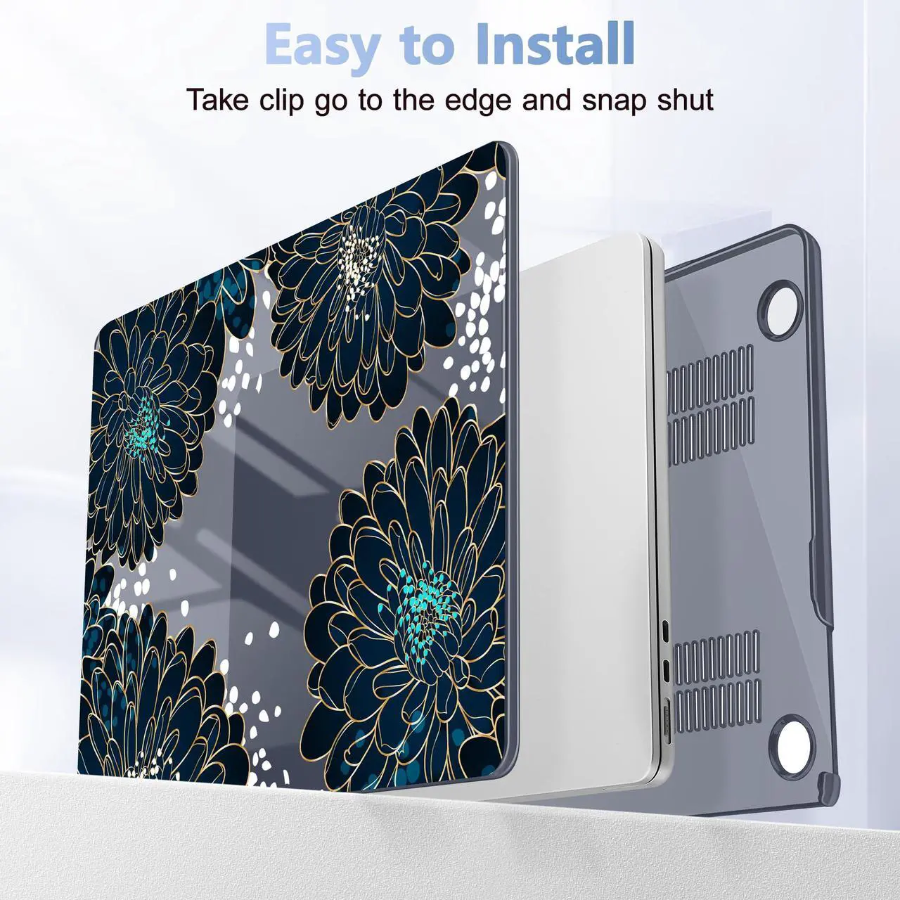 Alt view image 5 of 5 - Lepeoac Case for MacBook Air 15 Inch 2025 2024 2023 Release M4 A3241 M3 A3114 M2 A2941, Hard Shell with Screen Protector & Keyboard Cover, Compatible with Touch ID, Luxury Floral