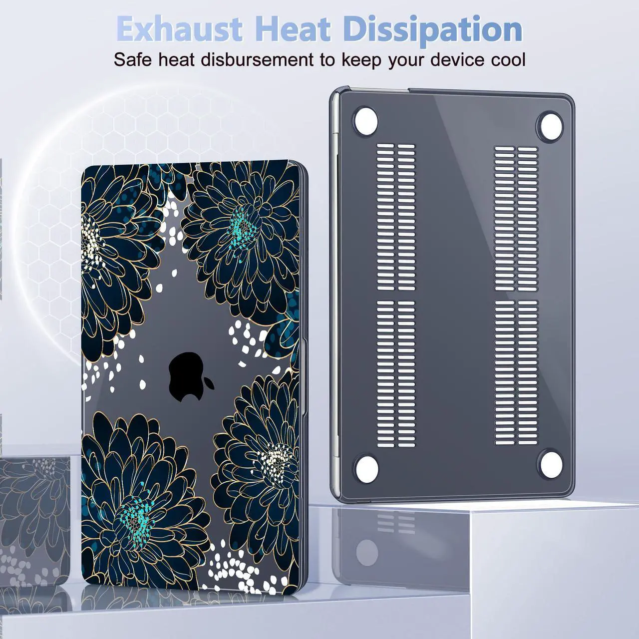 Alt view image 4 of 5 - Lepeoac Case for MacBook Air 15 Inch 2025 2024 2023 Release M4 A3241 M3 A3114 M2 A2941, Hard Shell with Screen Protector & Keyboard Cover, Compatible with Touch ID, Luxury Floral