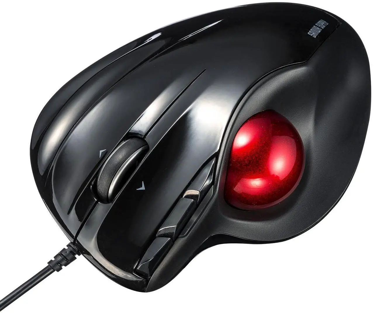 Main image of SANWA Wired Ergonomic Trackball Mouse, Programmable Roller Ball Mice, Tilt Scroll, 400/800/1200/1600 DPI, Computer trackball & Finger Rest, Compatible with Mac, Windows, Laptop, Chrome OS, Black