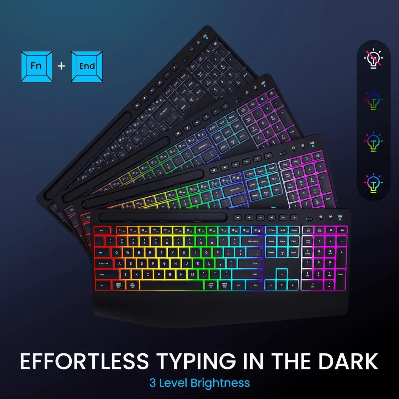 Alt view image 2 of 5 - Wireless Keyboard and Mouse Combo - Dual System RGB Backlit Mouse and Keyboard,2.4G Rechargeable,Full-Sized Ergonomic Silent Design with Phone Holder for Windows Mac PC Laptop (Black-V1)
