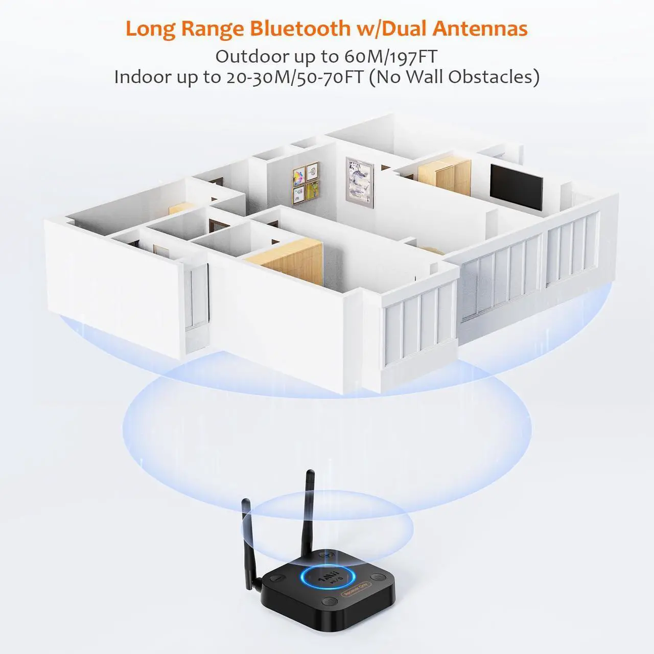 Alt view image 3 of 5 - [Upgraded] 1Mii B06Pro Long Range Bluetooth Receiver, HiFi Wireless Audio Adapter, Bluetooth 5.1 Receiver with 3D Surround aptX HD Low Latency Optical RCA AUX 3.5mm Coaxial for Home Stereo System