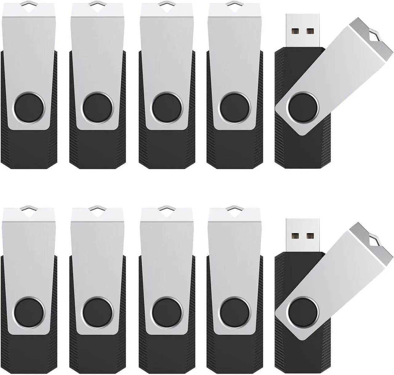 Main image of TOPESEL 64GB 10 Pack USB Flash Drive Flash Drive 2.0 Memory Stick Fold Storage Thumb Stick Jump Drive Pen Swivel Design for PC laptops, Tablets, TVs, car Audio (64G, 10PCS, Black)