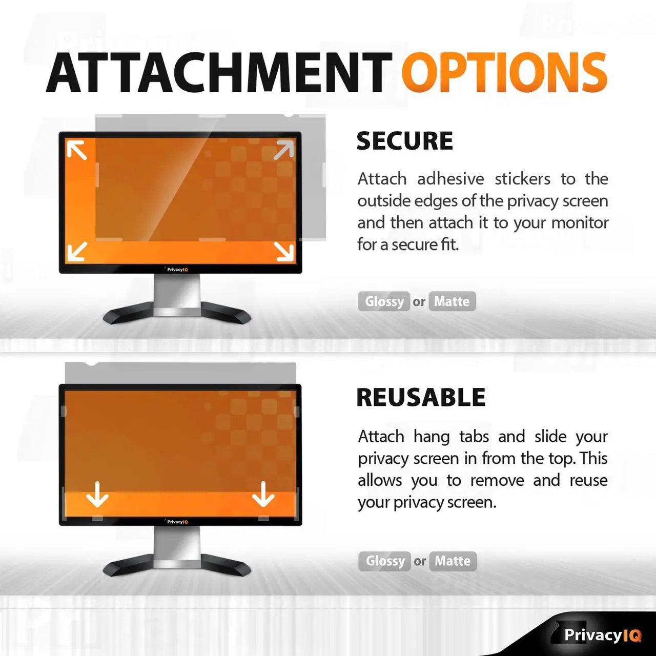 Alt view image 5 of 5 - Privacy IQ 24" Inch 16:9 (2 Pack) Monitor Privacy Screen-Filter for 60 Degree Privacy, Advanced Anti-Glare, UV Light Reduction & Blue Light Filter