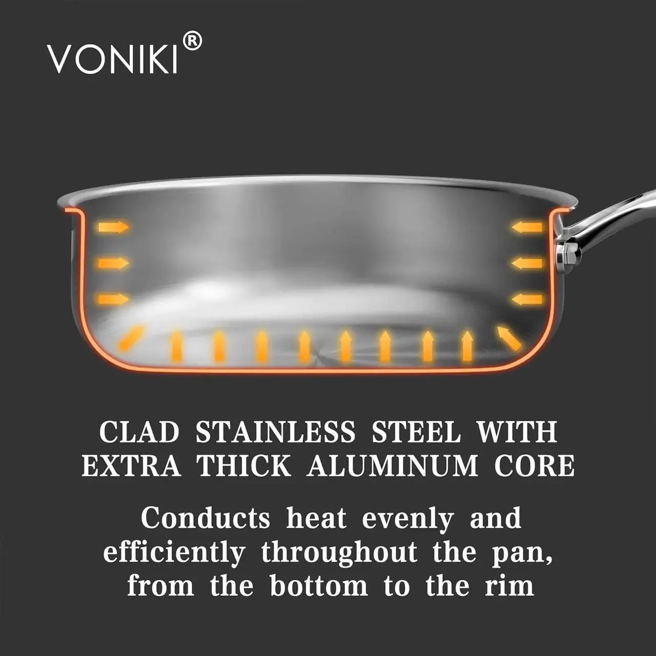 Alt view image 2 of 7 - Tri-ply Stainless Pots And Pans Set with Steamer Basket, Non Toxic Induction Cookware
