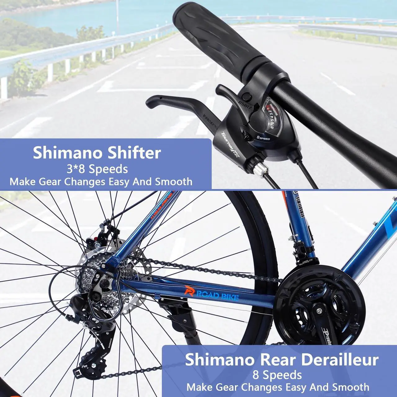 Alt view image 4 of 7 - 24 Speed Hybrid bike Disc Brake 700C Road Bike For men women's City Bicycle