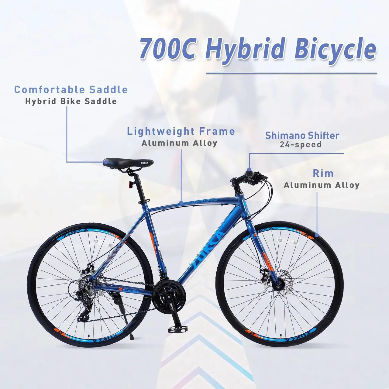 Alt view image 2 of 7 - 24 Speed Hybrid bike Disc Brake 700C Road Bike For men women's City Bicycle