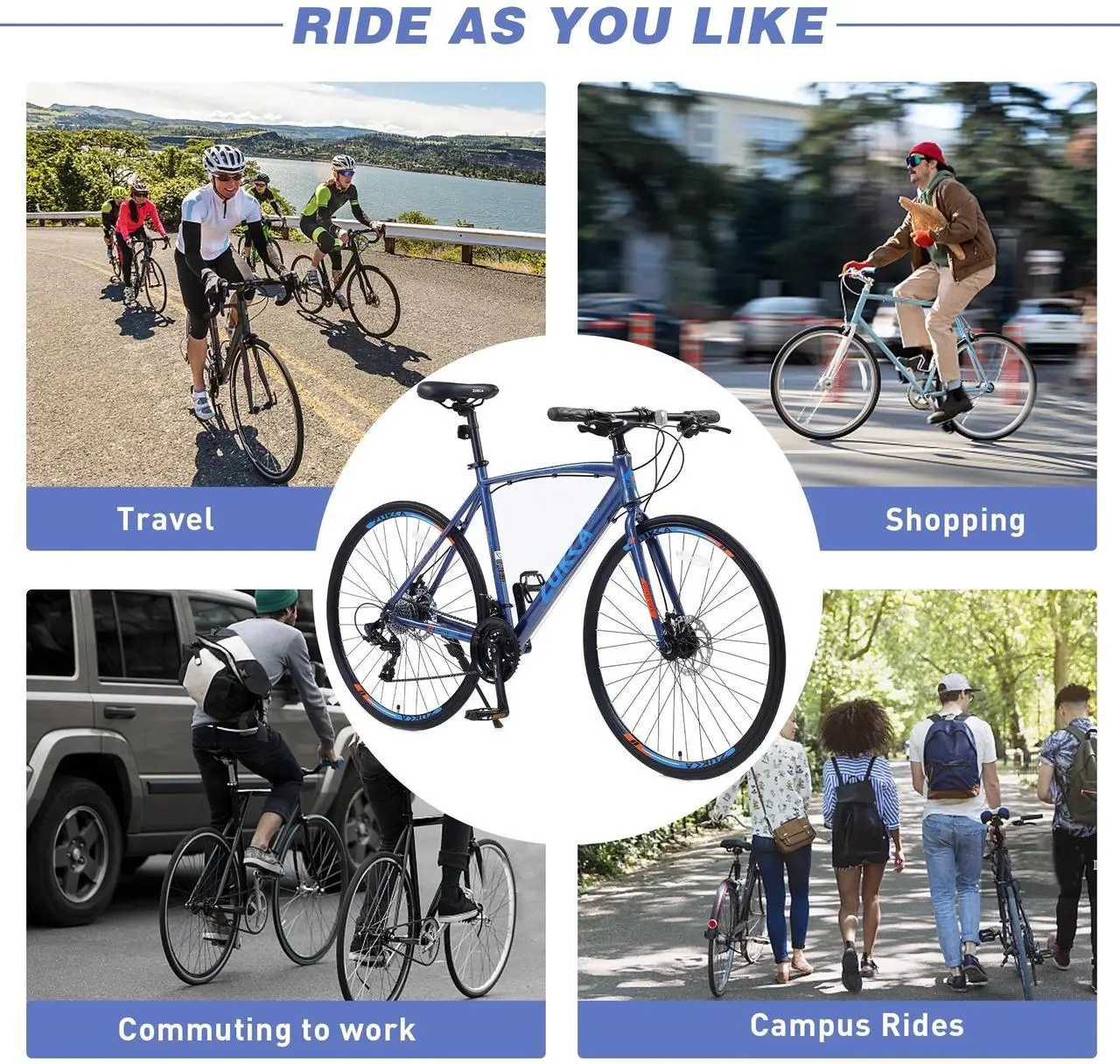 Alt view image 7 of 7 - 24 Speed Hybrid bike Disc Brake 700C Road Bike For men women's City Bicycle