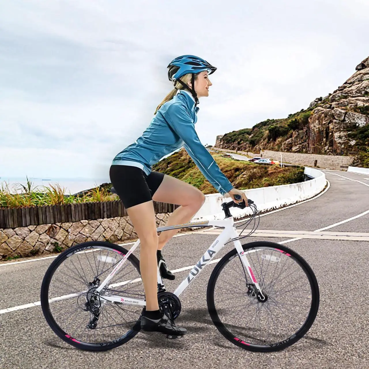 Alt view image 5 of 7 - 24 Speed Hybrid bike Disc Brake 700C Road Bike For men women's City Bicycle