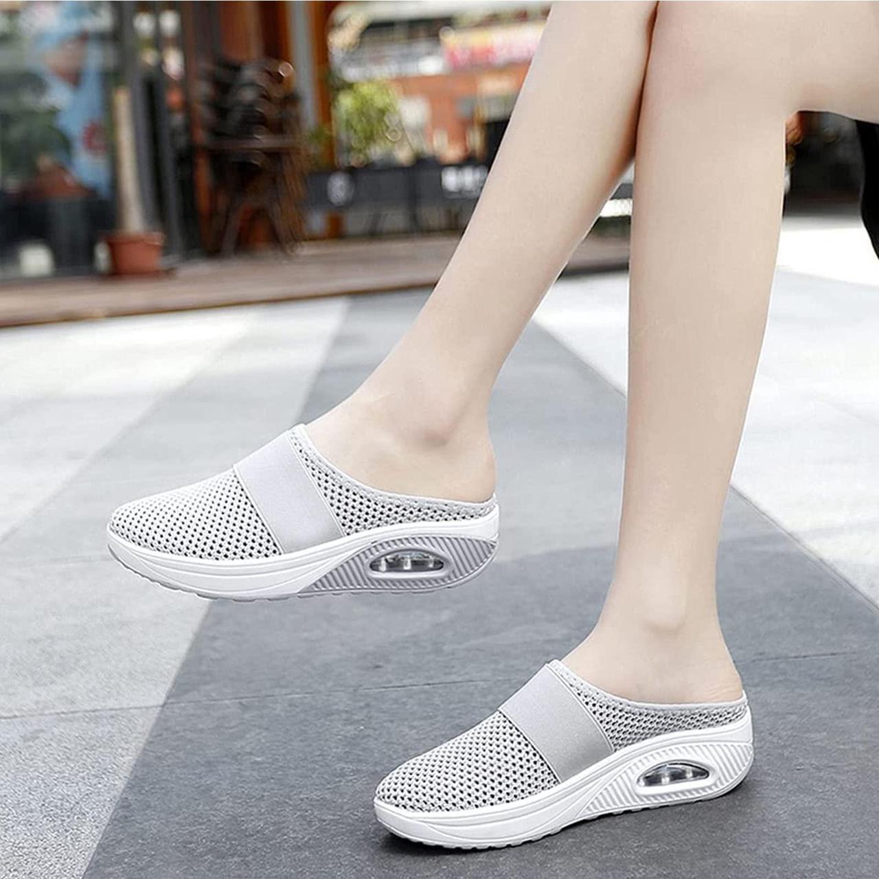 Alt view image 5 of 6 - Wsedper Women's Air Cushion Slip-On Walking Shoes- Orthopedic Diabetic Walking Shoes, Casual Comfort Soft Outdoor Walking Sneakers (Dark Blue,38)