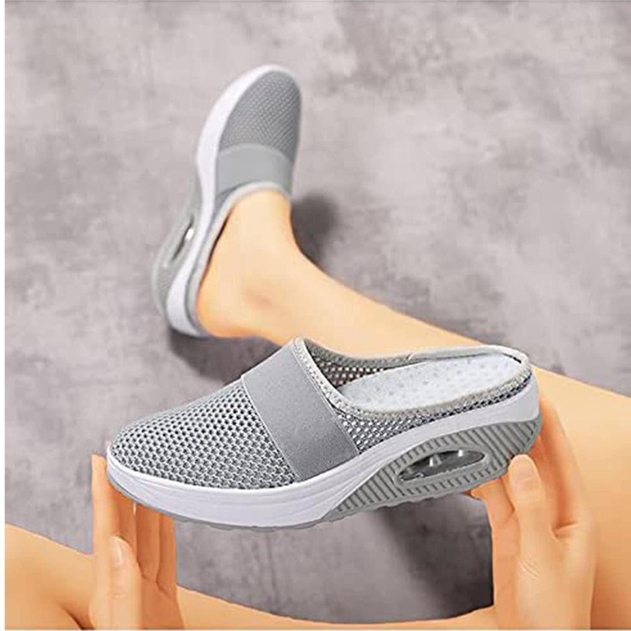 Alt view image 2 of 6 - Wsedper Women's Air Cushion Slip-On Walking Shoes- Orthopedic Diabetic Walking Shoes, Casual Comfort Soft Outdoor Walking Sneakers (Dark Blue,38)