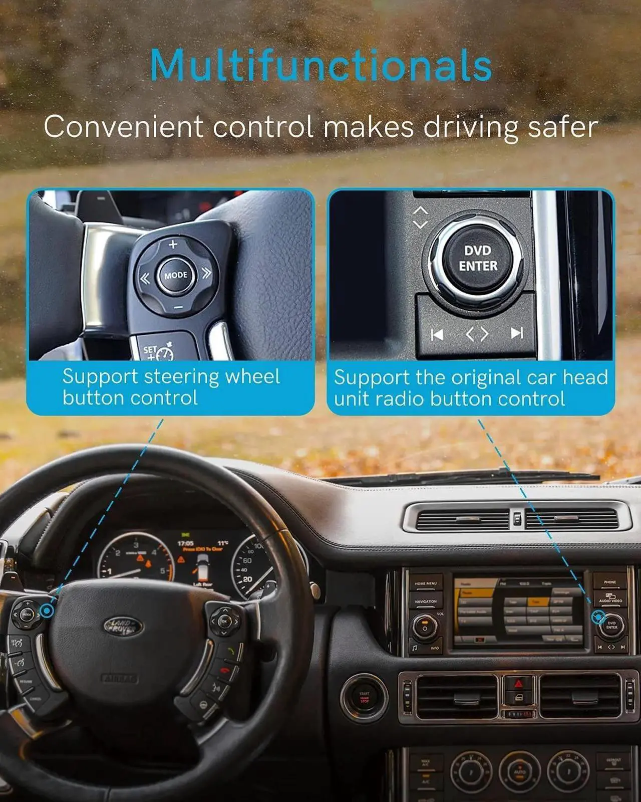 Alt view image 3 of 7 - Bluetooth 5.0 aptX-HD Adapter with iPod Cable for Range Rover, Land Rover, Jaguar Wireless Audio Interface Car Kit for Jaguar iPod iPhone Music Interface