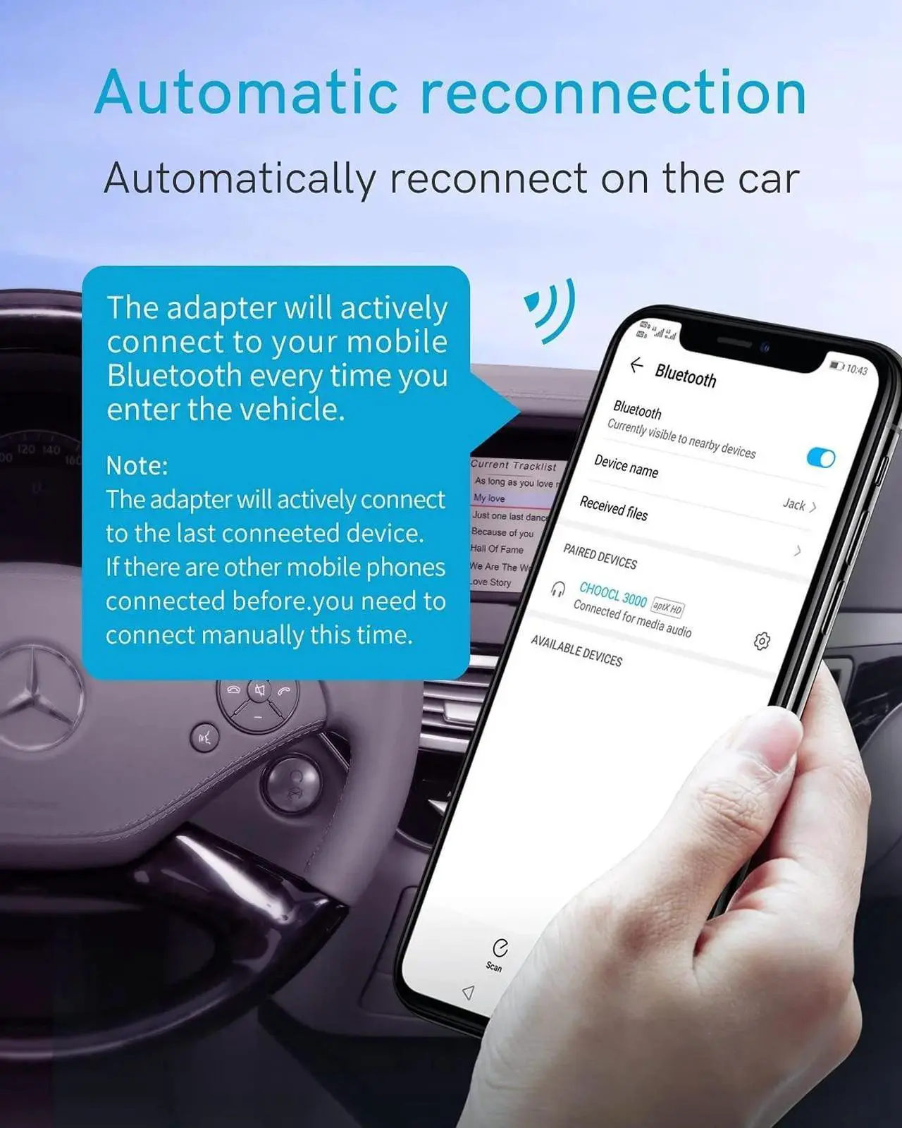 Alt view image 7 of 7 - Bluetooth 5.0 aptX-HD Adapter with AMI/MDI Cable 2005-2011 Mercedes MDI iPod Music Interface3000A