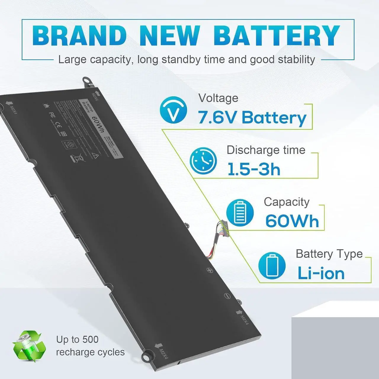 Alt view image 4 of 7 - ASUNCELL 60Wh PW23Y Battery for Dell XPS 13 9360 13-9360-D1605G 13-9360-D1605T 13-9360-D1609 13-9360-D1609G 13-9360-D1705G Series 0RNP72 0TP1GT 0PW23Y