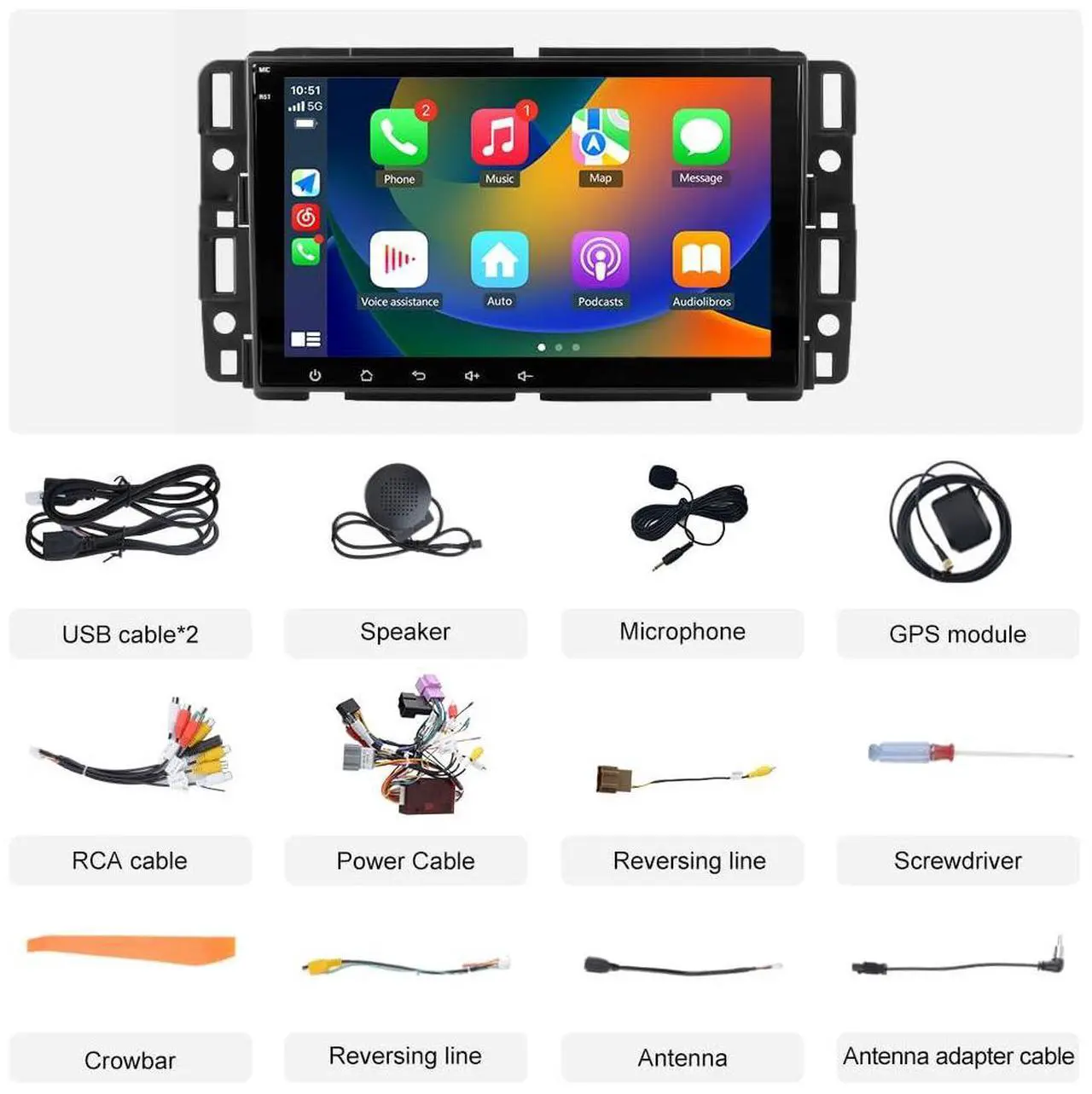 Alt view image 6 of 6 - litillbuly Android 13 [2G+32G] Car Radio for GMC Sierra Yukon Chevrolet Buick Chevy Silverado,8 Inch Touch Screen Stereo with GPS WiFi SWC Wireless CarPlay Android Auto