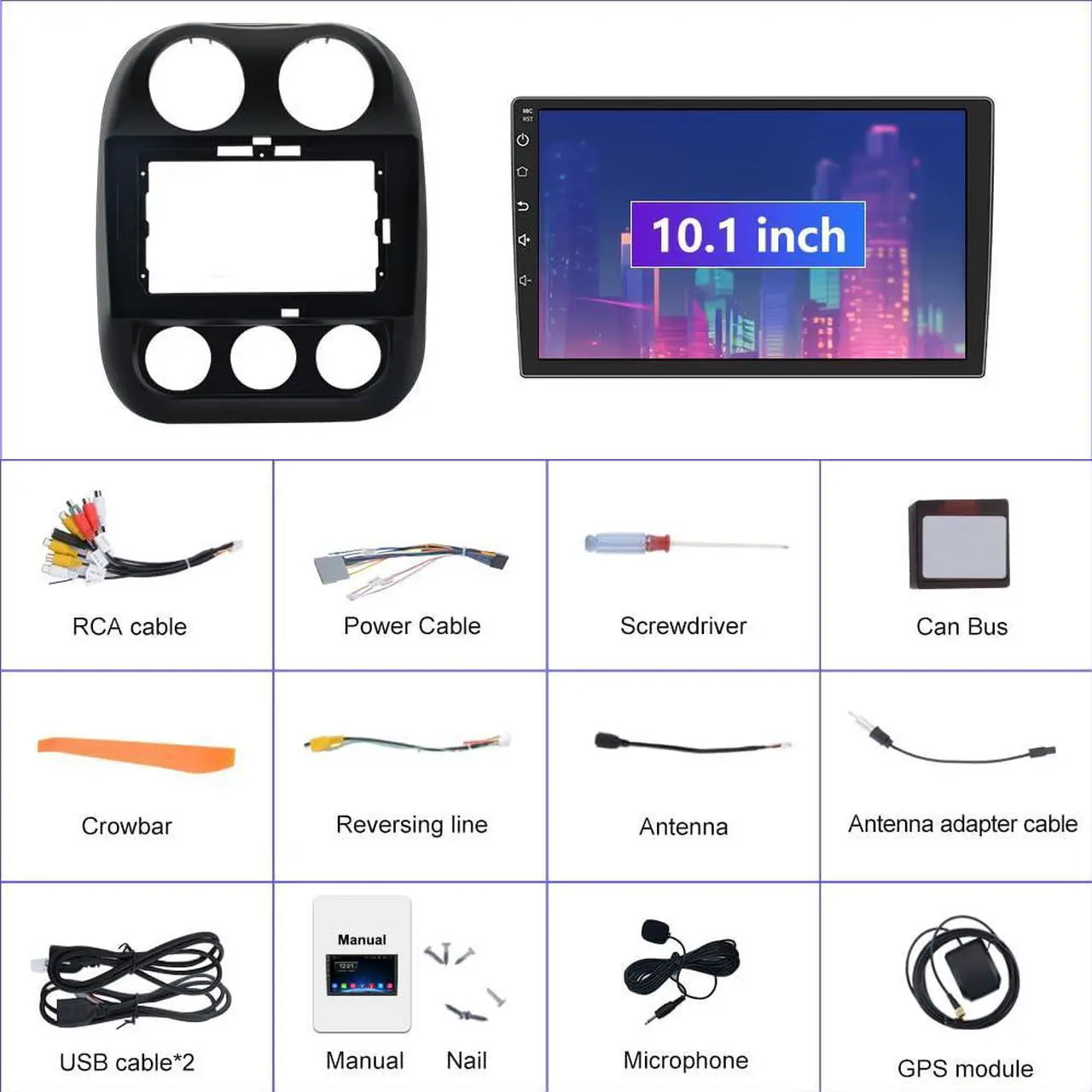 Alt view image 6 of 7 - litillbuly 10.1 Inch Car Stereo Radio Compatible for Jeep Patriot Compass 2010-2016 with Wireless CarPlay Android Auto ,Bluetooth,WiFi,SWC,Support GPS,2GB+32GB