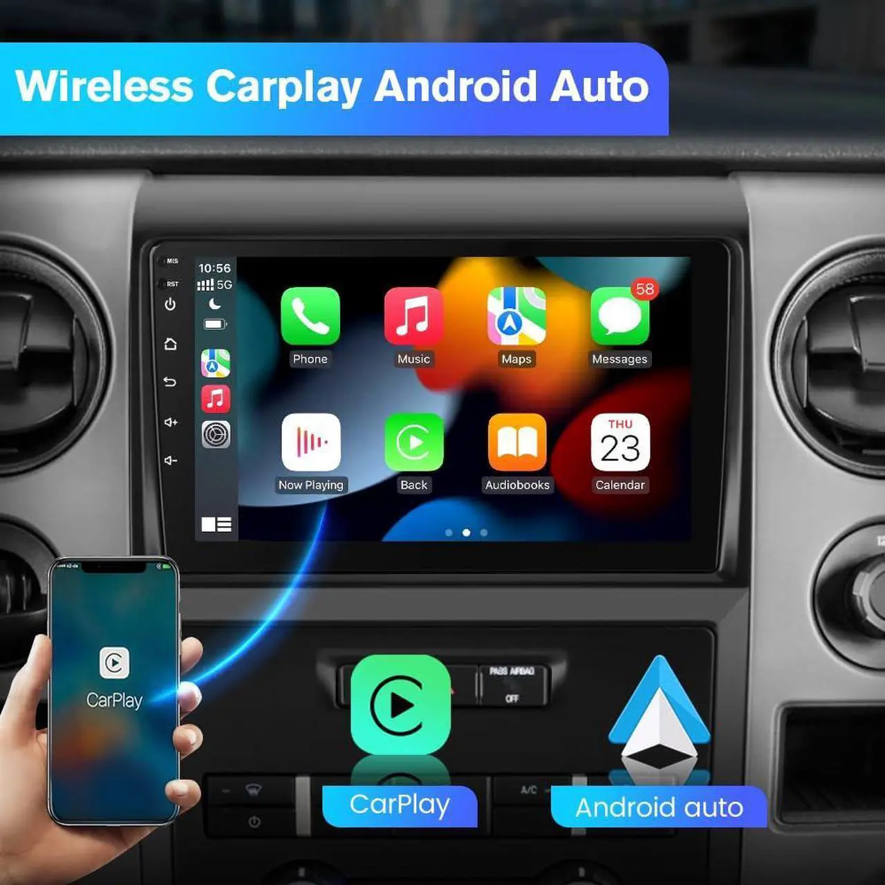 Alt view image 3 of 7 - litillbuly Car Radio Stereo [2G+64G] for Ford F150 F-150 2009 2010 2011 2012, 9 inch Touch Screen Android 13 Head Unit with CarPlay/Android Auto SWC GPS WiFi
