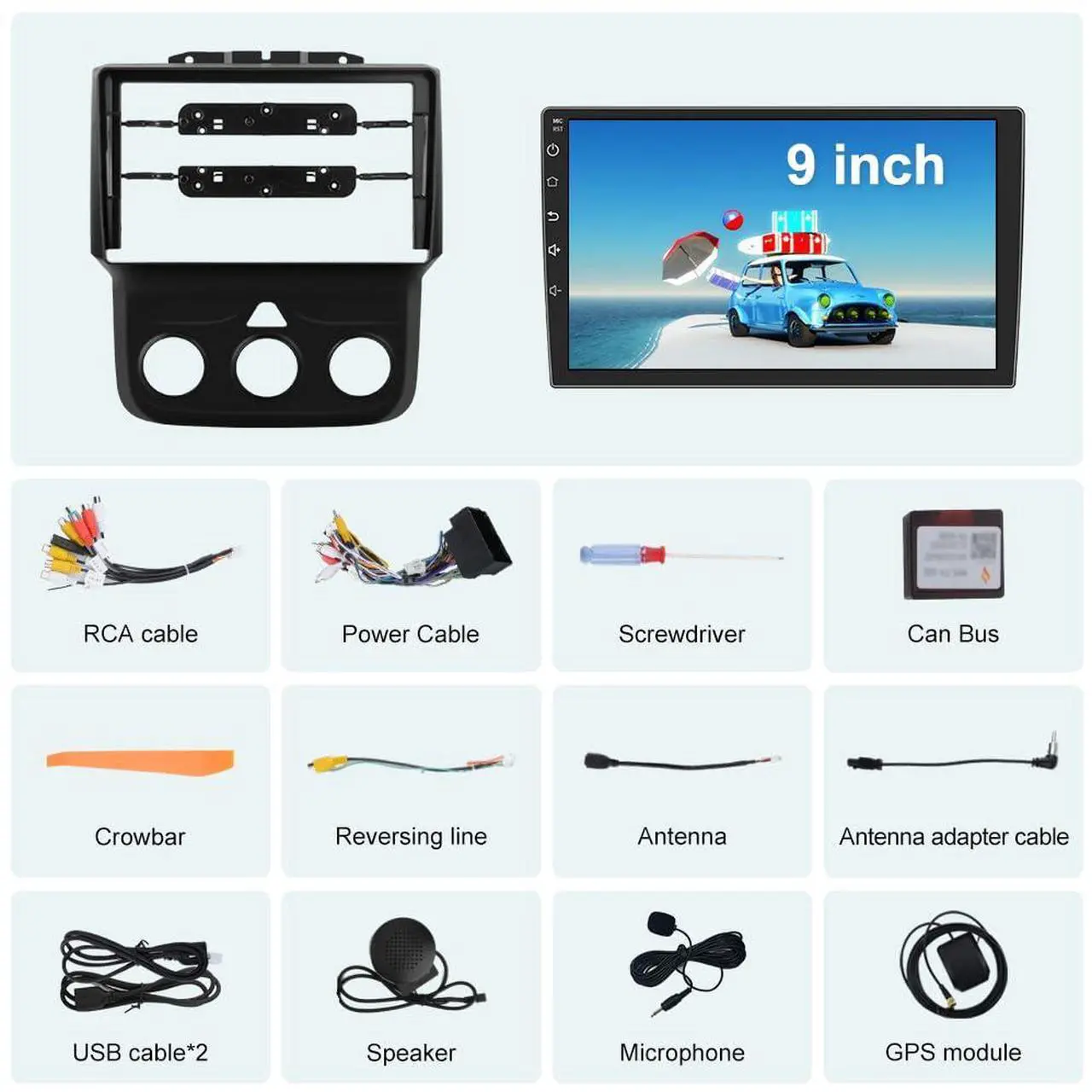 Alt view image 6 of 7 - litillbuly Android 13 [2GB+32GB] Car Radio Compatible for Dodge Ram 2013-2019 1500 2500 3500 with Wireless CarPlay Android Auto, 9 Inch Stereo with GPS/FM/WiFi/USB/SWC (Only fit Manual AC)