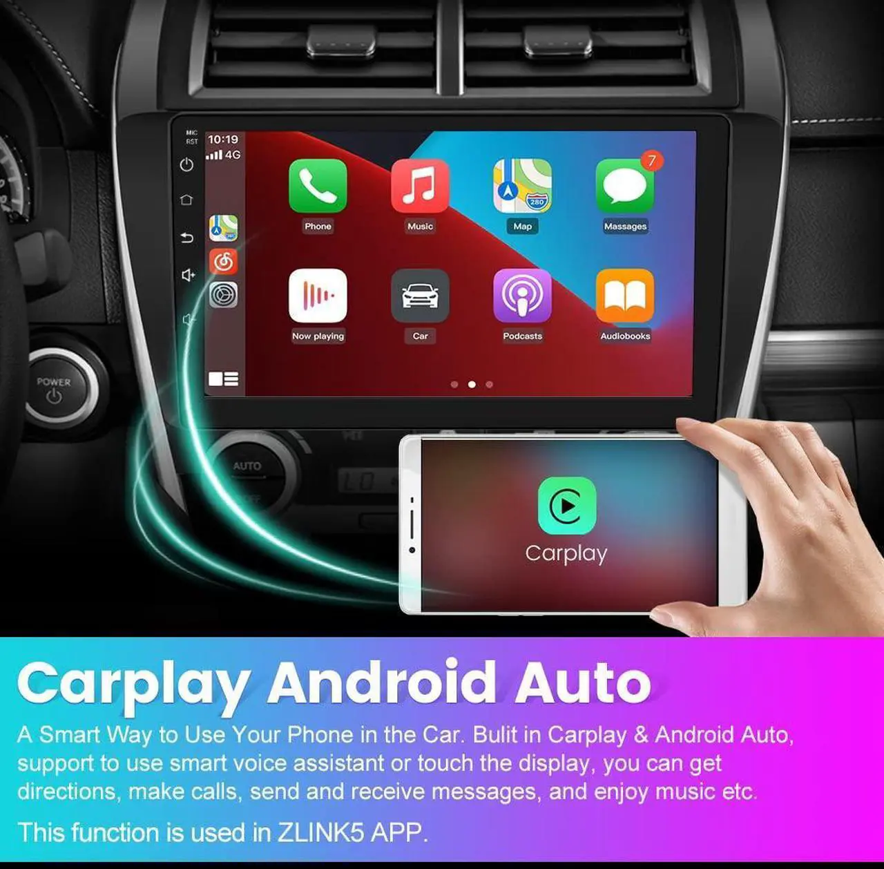 Alt view image 3 of 6 - litillbuly Android 13 [2GB+32GB] Car Radio Compatible for Toyota Camry 2012 2013 2014, 10 Inch Touch Screen with GPS/FM/WiFi/USB, Support SWC, Wireless CarPlay Android Auto
