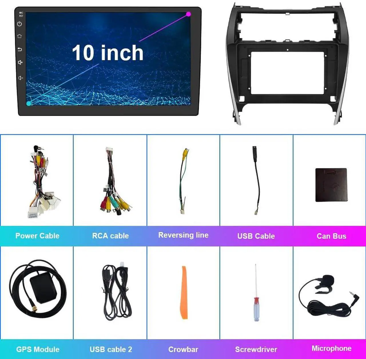Alt view image 6 of 6 - litillbuly Android 13 [2GB+32GB] Car Radio Compatible for Toyota Camry 2012 2013 2014, 10 Inch Touch Screen with GPS/FM/WiFi/USB, Support SWC, Wireless CarPlay Android Auto