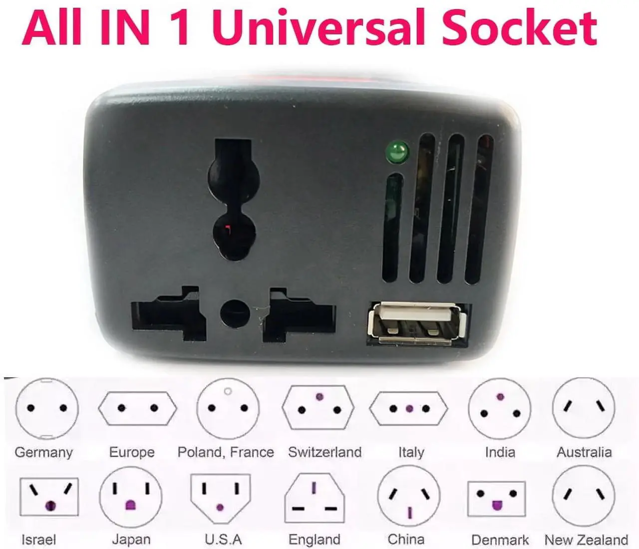 Alt view image 2 of 7 - 150W Car Power Inverter Laptop Phone Charger DC12V to AC110V Adapter + USB 5v output Car Cigarette