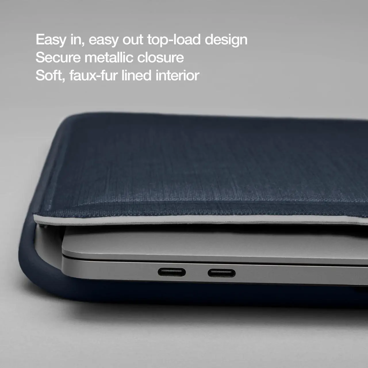 Alt view image 4 of 5 - Incase ICON Sleeve with Woolenex - MacBook Air 13 inch Case - 2025, 2024, 2023, 2022, M4, M3, M2 - Fitted MacBook Case, Laptop Sleeve, Hard Cover, Durable, Lightweight - Heather Navy
