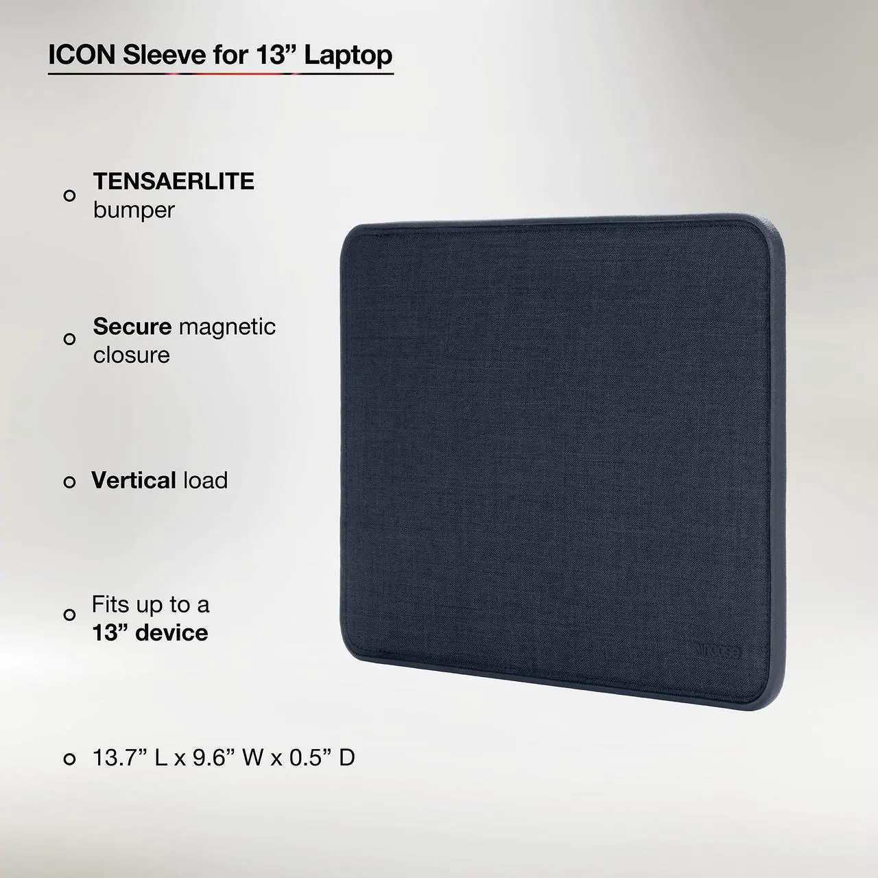 Alt view image 3 of 5 - Incase ICON Sleeve with Woolenex - MacBook Air 13 inch Case - 2025, 2024, 2023, 2022, M4, M3, M2 - Fitted MacBook Case, Laptop Sleeve, Hard Cover, Durable, Lightweight - Heather Navy