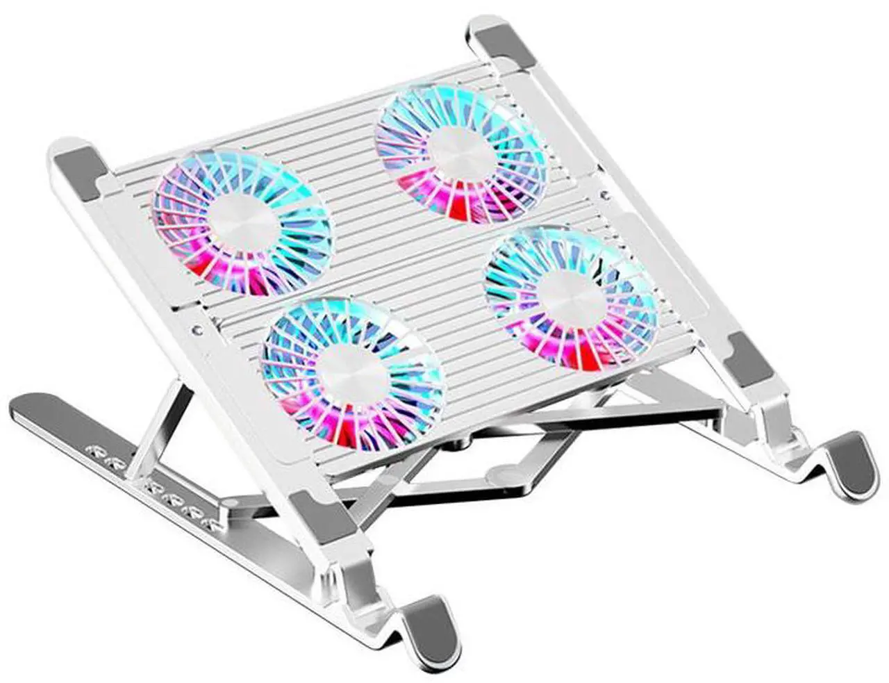 Main image of Silver  Laptop Cooling Fan with 2/4 Fans Silent Gaming Laptop Cooler Fan RGB 7 Height Portable Laptop Holder for 11-17.3 Inch Laptops