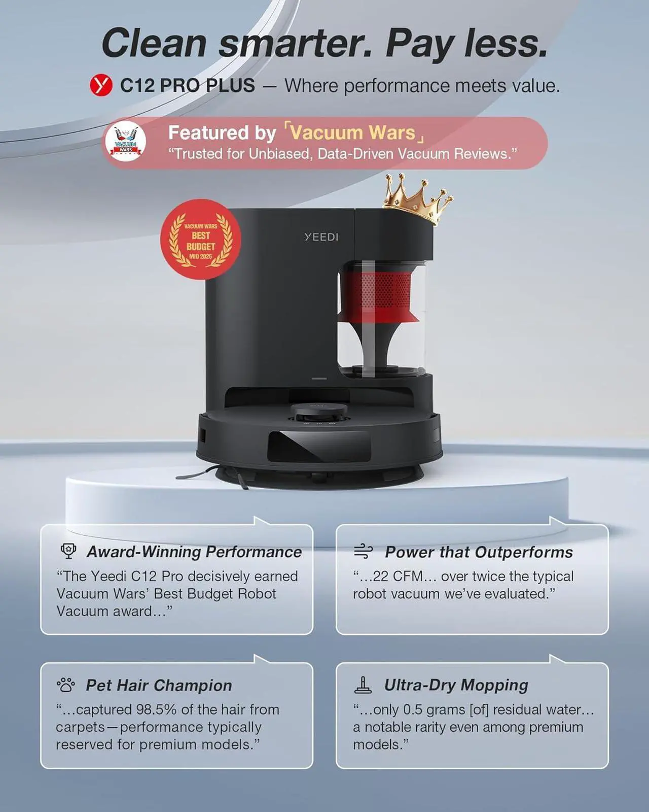 YEEDI C12 PRO PLUS Robot Vacuum and Mop with Self-Emptying Station - Thumbnail 3