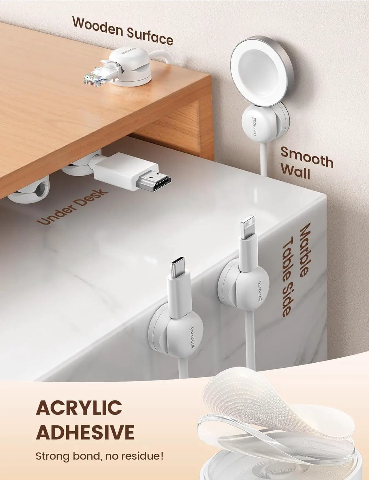Lamicall Cord Organizer Cable Clips - Thumbnail 3