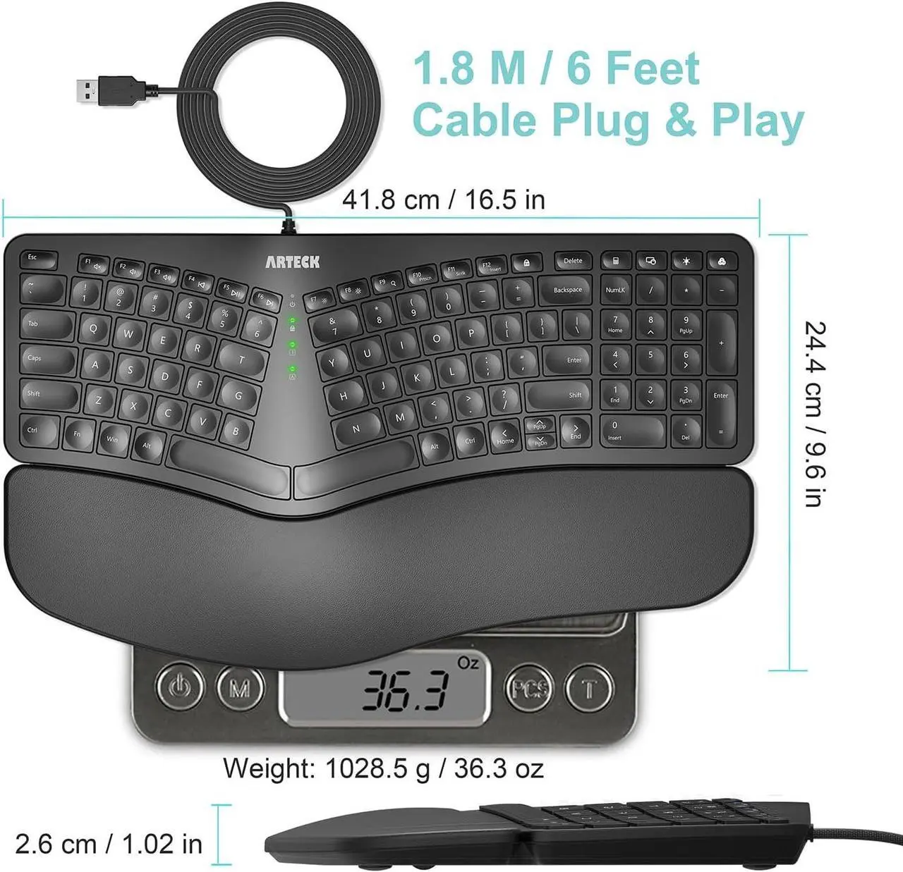 Arteck Ergonomic Keyboard - Thumbnail 5