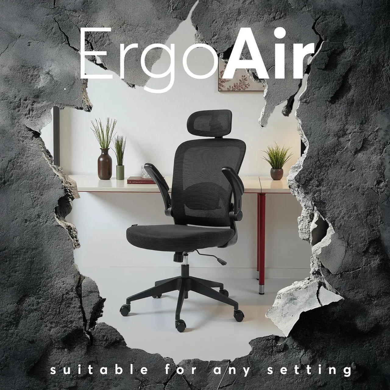 Oline ErgoAir Ergonomic Office Chair – Adjustable Lumbar Support, Flip-Up Armrests, Mesh Computer Desk Chair, Swivel Rolling Executive Gaming Chair for Home & Office (Beige) - Thumbnail 5