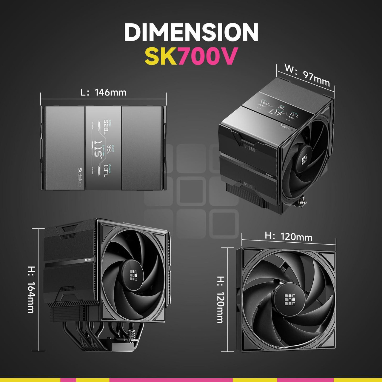 Open Box: Sudokoo SK700V AM5-Designated CPU Air Cooler, Single Tower, 7 Heatpipes, Digital Display, TDP 220W, Full RAM Freedom, L-Rail Lock Mount, M-Winding Tech Fan - Newegg.com - Open Box condition - Image 17