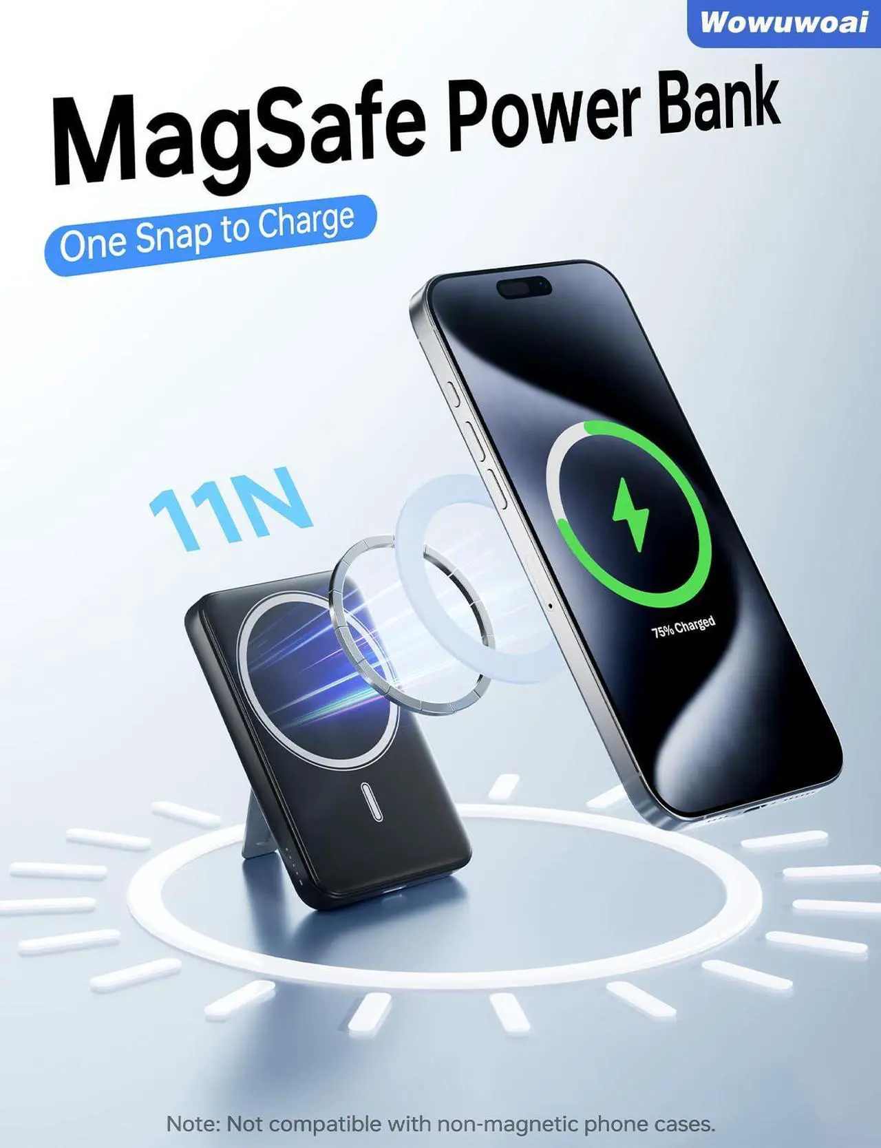 Wowuwoai Magnetic Wireless Power Bank - Thumbnail 4