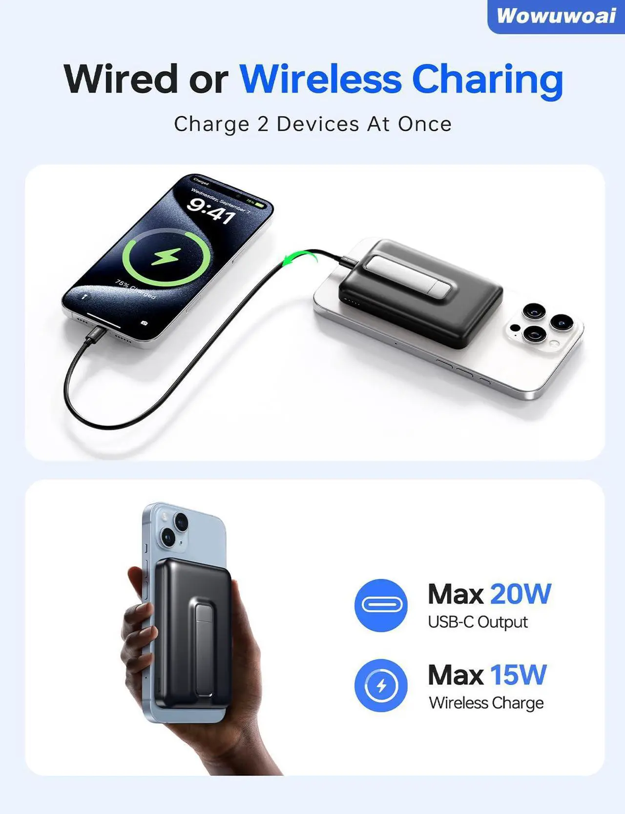 Wowuwoai Magnetic Wireless Power Bank - Thumbnail 3