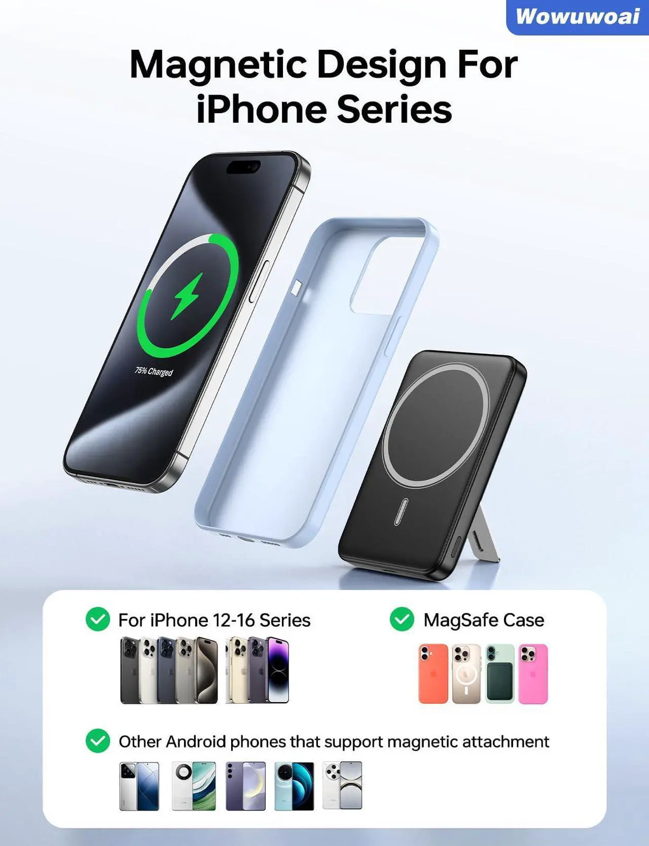 Wowuwoai Magnetic Wireless Power Bank - Thumbnail 5
