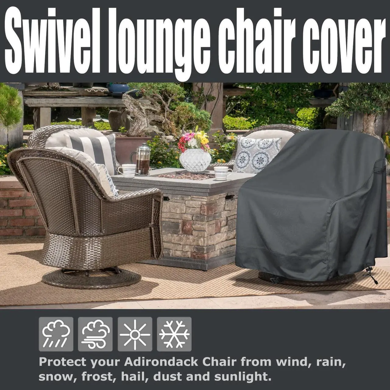 Outdoor Swivel Lounge Chair Cover - Thumbnail 3