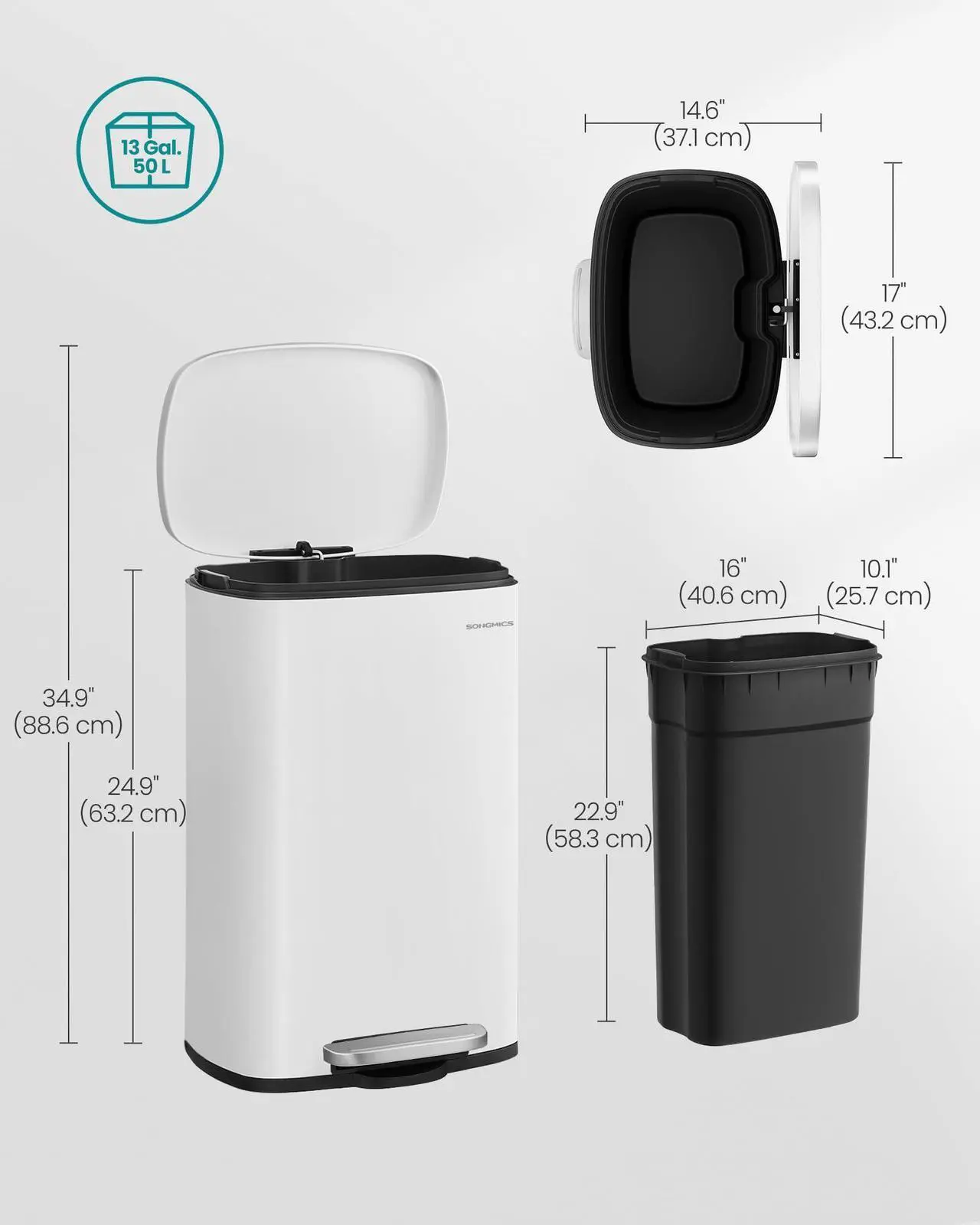 SONGMICS Kitchen Trash Can - Thumbnail 4