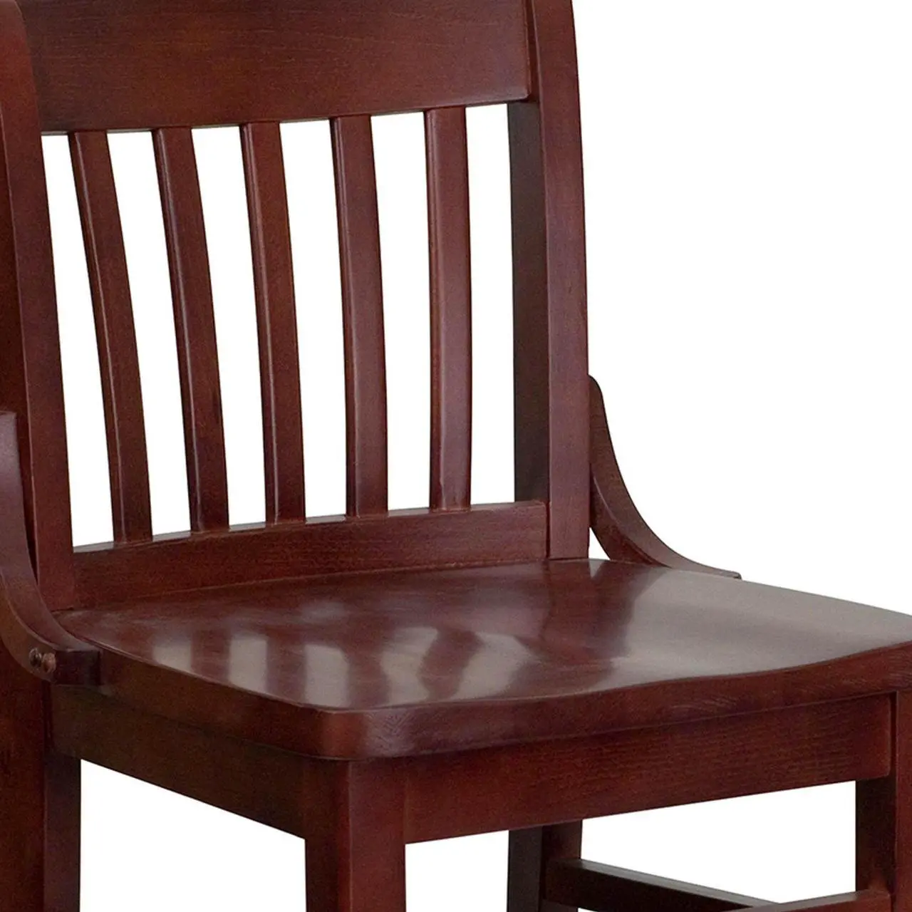 Alt view image 16 of 20 - HERCULES Series School House Back Mahogany Wood Restaurant Barstool