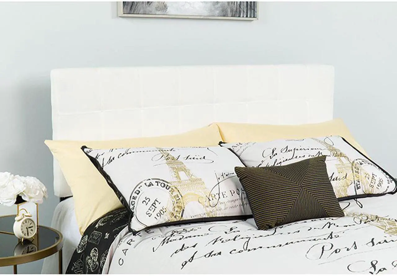 Alt view image 2 of 20 - Bedford Tufted Upholstered King Size Headboard in White Fabric