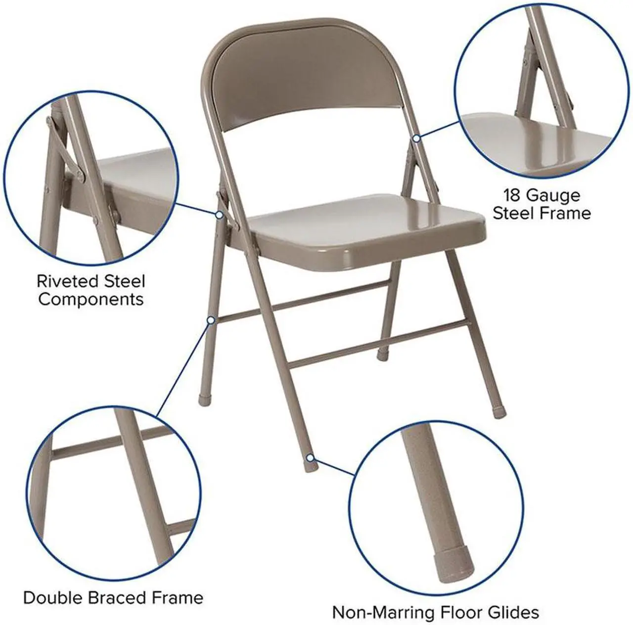 Alt view image 14 of 20 - HERCULES Series Double Braced Gray Metal Folding Chair