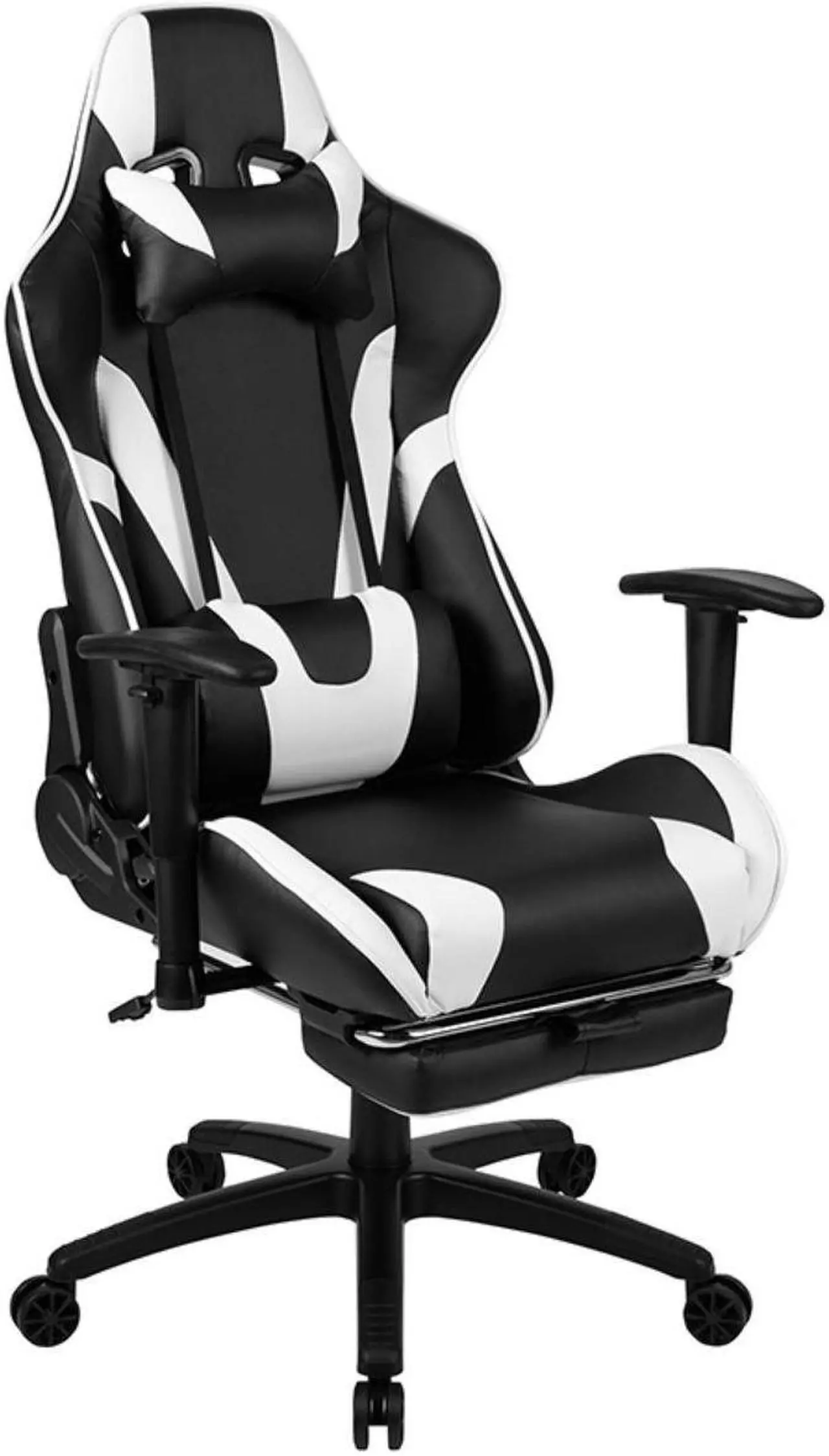 Alt view image 20 of 20 - Black Gaming Desk and Black Footrest Reclining Gaming Chair Set with Cup Holder, Headphone Hook, and Monitor/Smartphone Stand