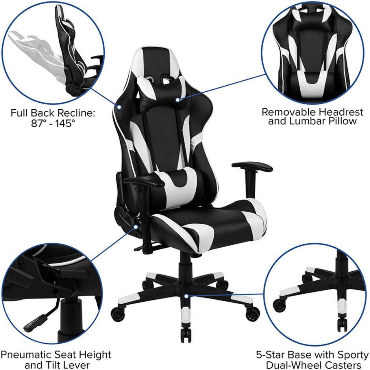 Alt view image 17 of 20 - Red Gaming Desk and Black Reclining Gaming Chair Set with Cup Holder and Headphone Hook