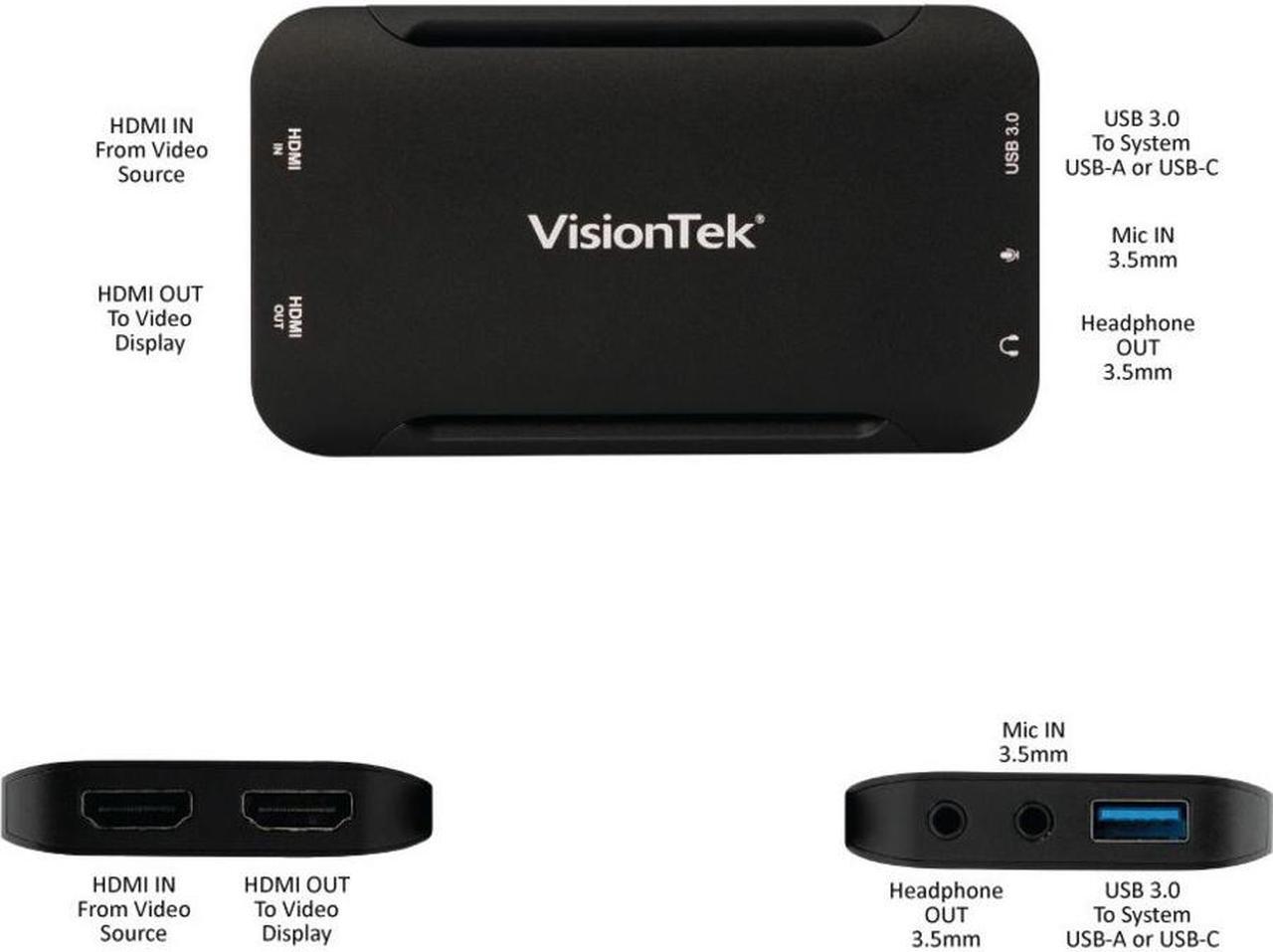 Alt view image 8 of 9 - VisionTek UVC 60 1080p HDMI Passthrough Ultra-Low Latency Capture Card