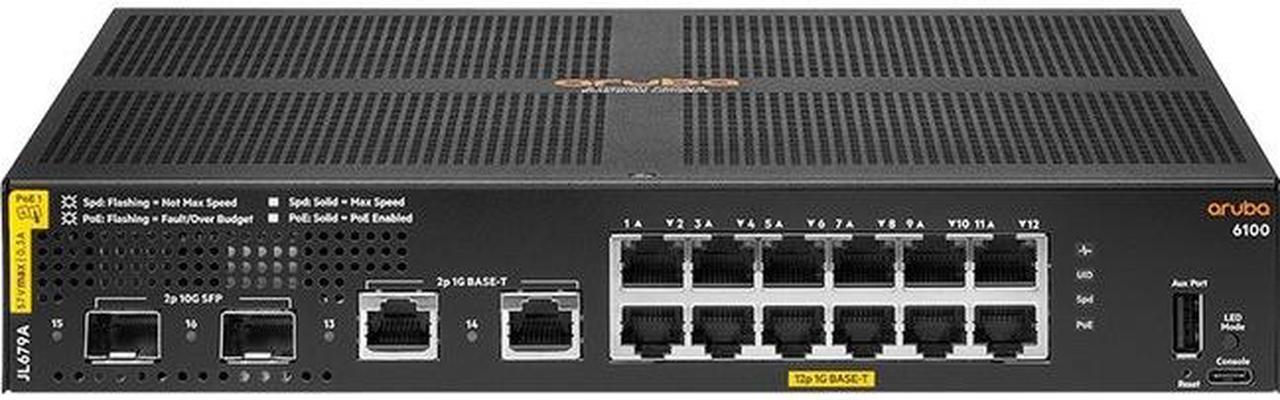 Aruba 6100 Ethernet Switch - 12 Ports - Manageable - 2 Layer Supported - Modular - 139 W PoE Budget - Optical Fiber, Twisted Pair - PoE Ports - 1U High - Wall Mountable, Rack-mountable, Surface Mount