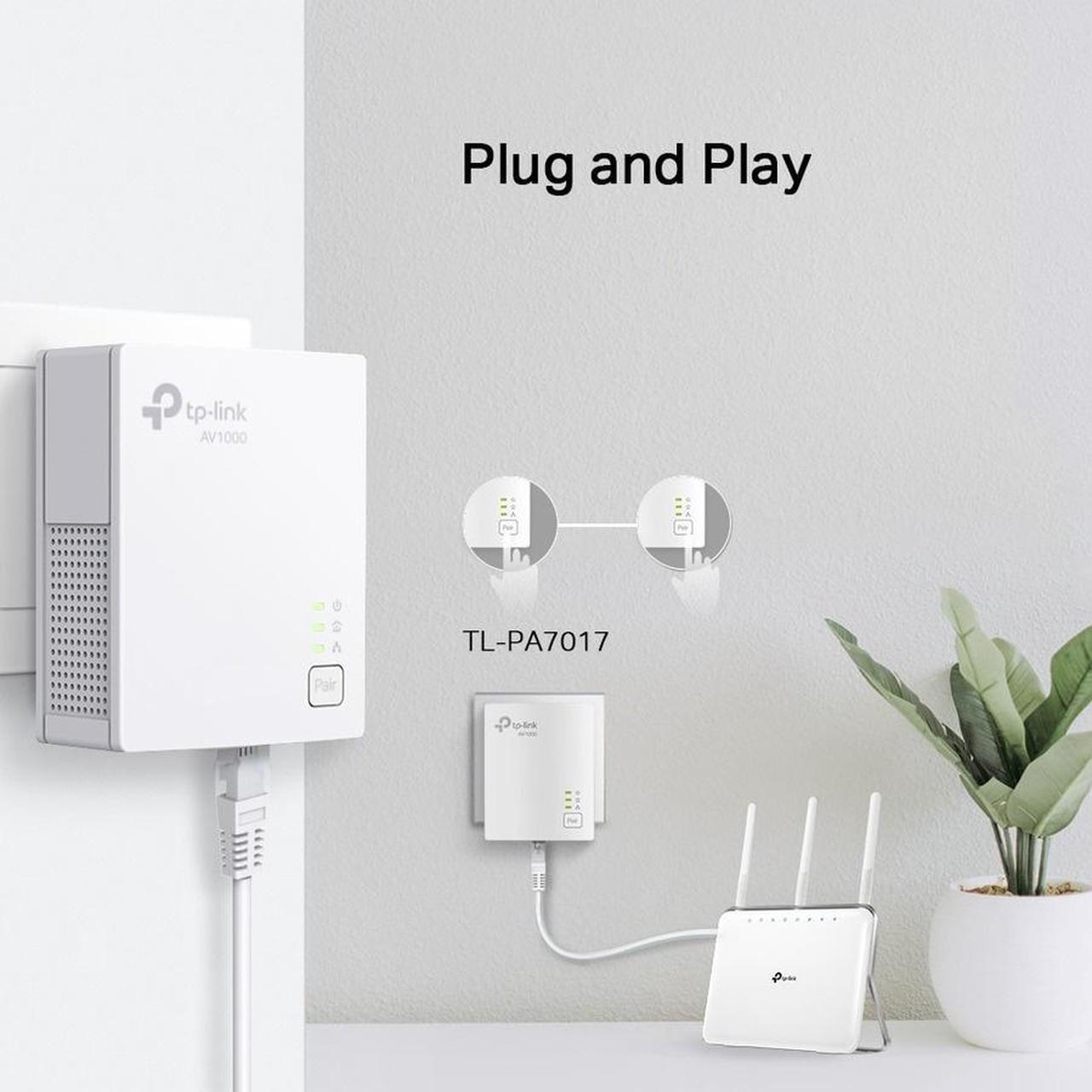 Alt view image 2 of 10 - TP-Link AV1000 Powerline Ethernet Adapter(TL-PA7017) - Gigabit Port, Plug&Play, Ethernet Over Power, Nano Size, Ideal for Smart TV, Online Gaming, Wired Connection Only, Add-on Unit