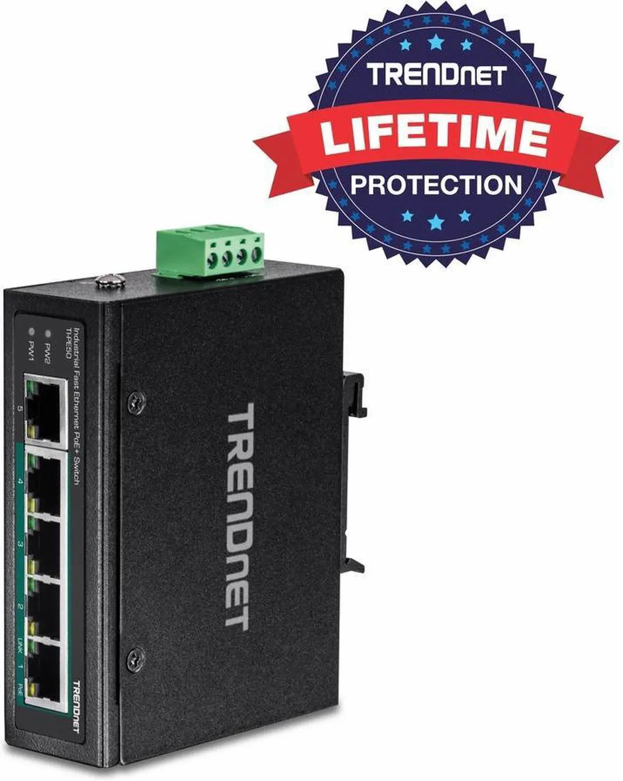 Alt view image 17 of 19 - TRENDnet 5-Port Industrial Fast Ethernet DIN-Rail Switch, 4 x Fast Ethernet PoE+ Ports, 1 x Fast Ethernet Port, 90W PoE Power Budget, DIN-Rail, IP30 Rated, Black, TI-PE50