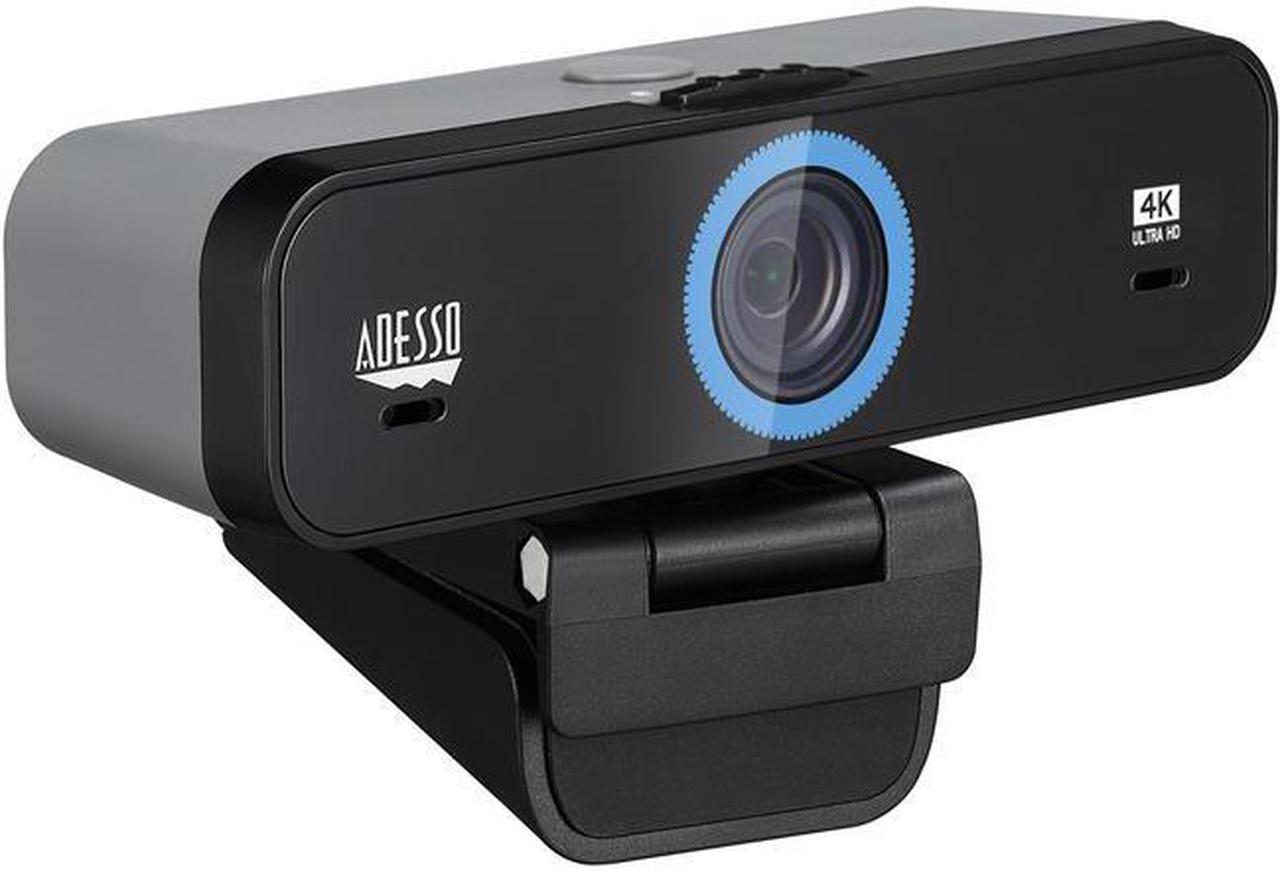 Adesso CyberTrack K4 Webcam - 8 Megapixel - 30 fps - USB 2.0 - 3840 x 2160 Video - CMOS Sensor - Fixed Focus - Microphone - Monitor, Notebook, TV - Windows 10